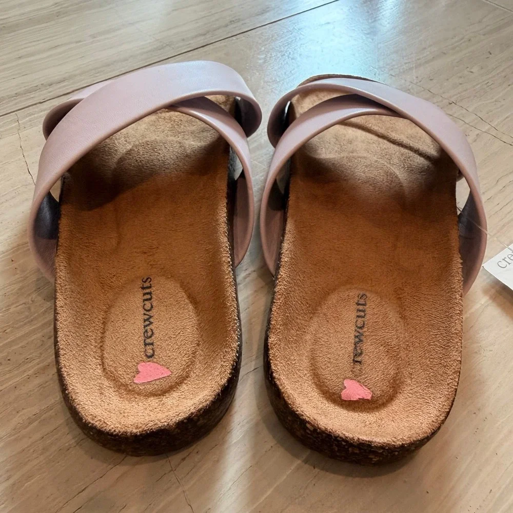 J.Crew Crewcuts Cross‎ Strap Comfy Slide Sandals Cork Trip Violet Dust AX540 K11